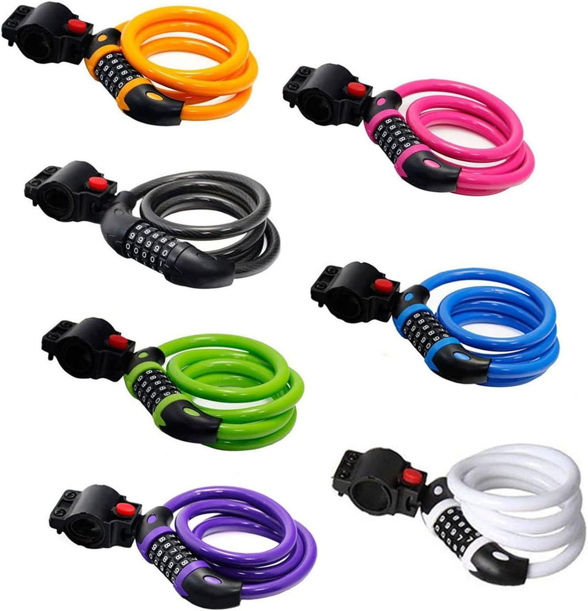 Bicycle Cable Lock High Security 5 Digit Resettable Combination Coiling Bike Lock for Outdoor, 1.2m x 12mm