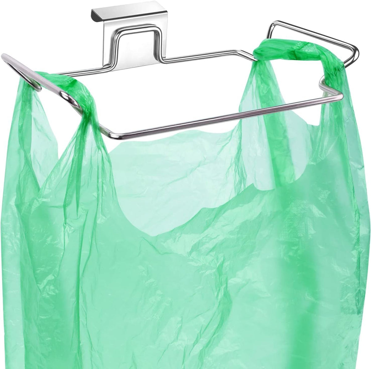 Stainless Steel Trash Bag Holder, Hanging Kitchen Cabinet Door Garbage Bag Rack for Cupboards