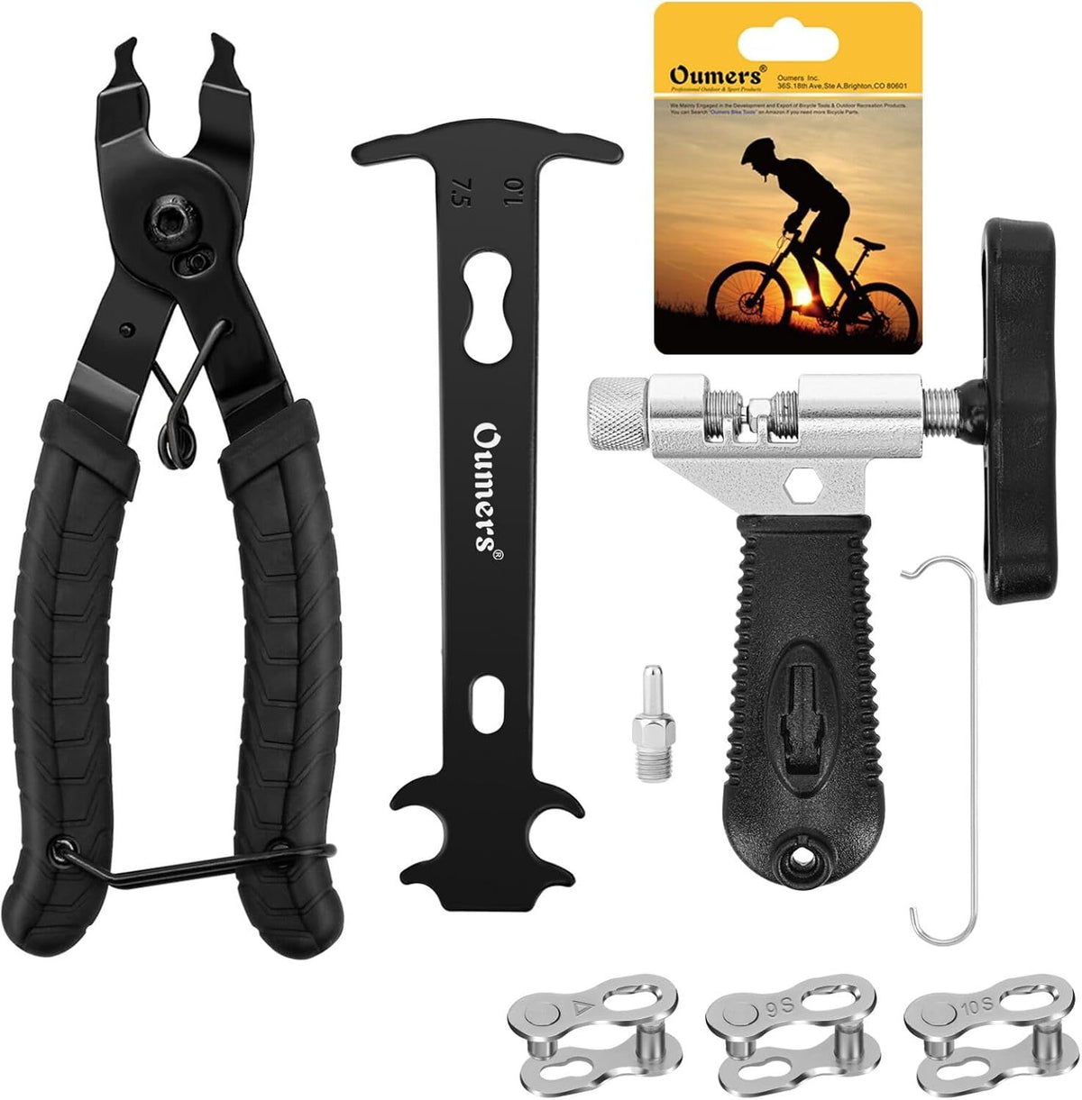 Bike Chain Repair Tool Kit, Bicycle Chain Breaker, Master Link Pliers, Chain Wear Checker Indicator, Chain Remover for 6 7 8 9 10 Speed Bikes