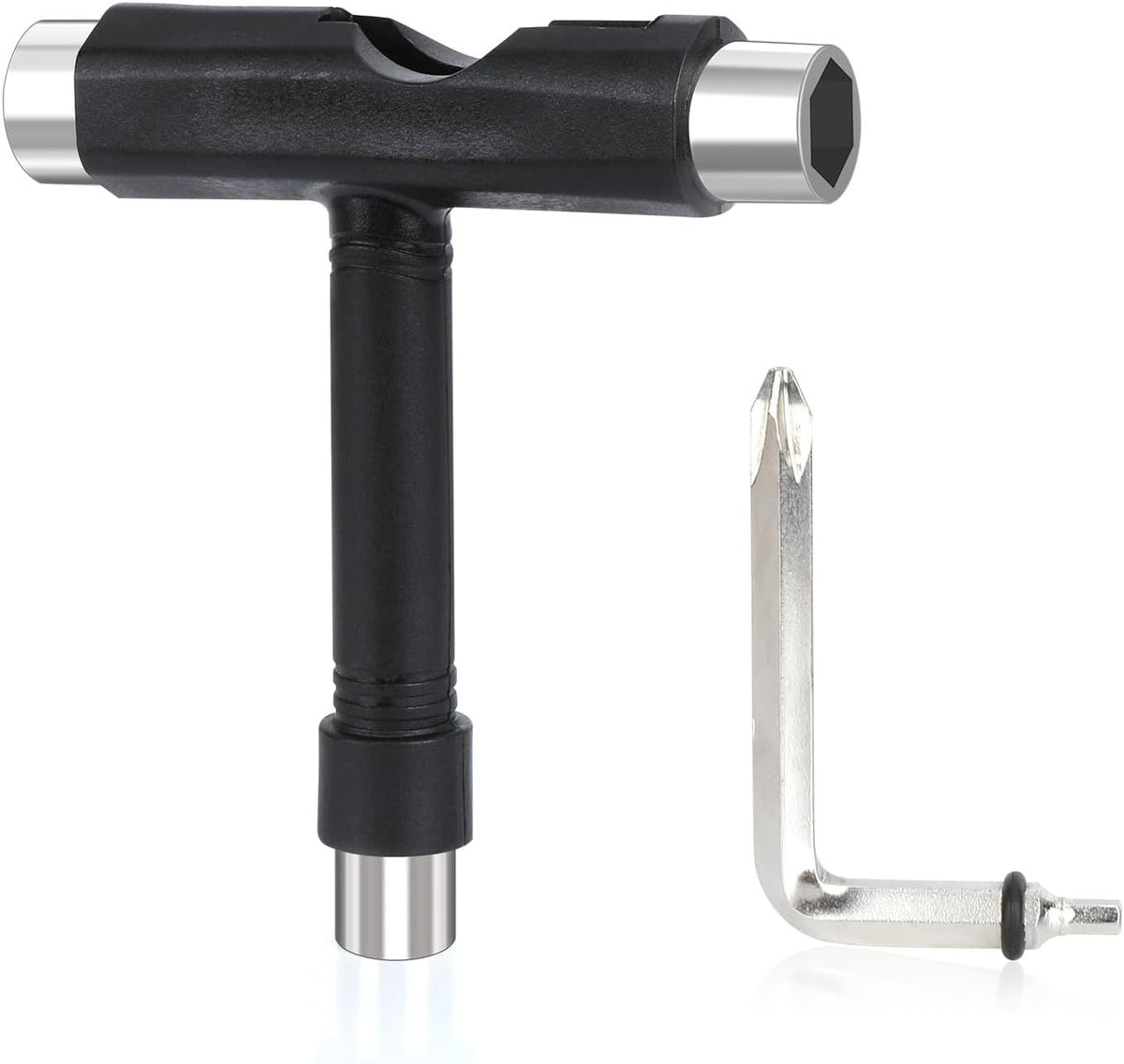 Skateboard T Tool, Multi-Function Skate Tool for Roller Skates, Longboard Screwdriver, Black