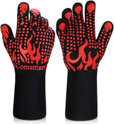 BBQ Gloves 1472°F Heat Resistant, Silicone Non-Slip Grilling Gloves Long Oven Gloves for Barbecue Cooking Baking