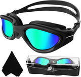 Swimming Goggles for Adults, Anti Fog UV Protection No Leaking Open Water Swim Goggles with Clear Vision, Easy to Adjust for Men Women Teenagers, Black