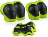 6PCS Kids Protective Gear Set Wrist Guards Knee Pads Elbow Pads for Skateboard Roller Skating Biking Scooter, Size S, Green