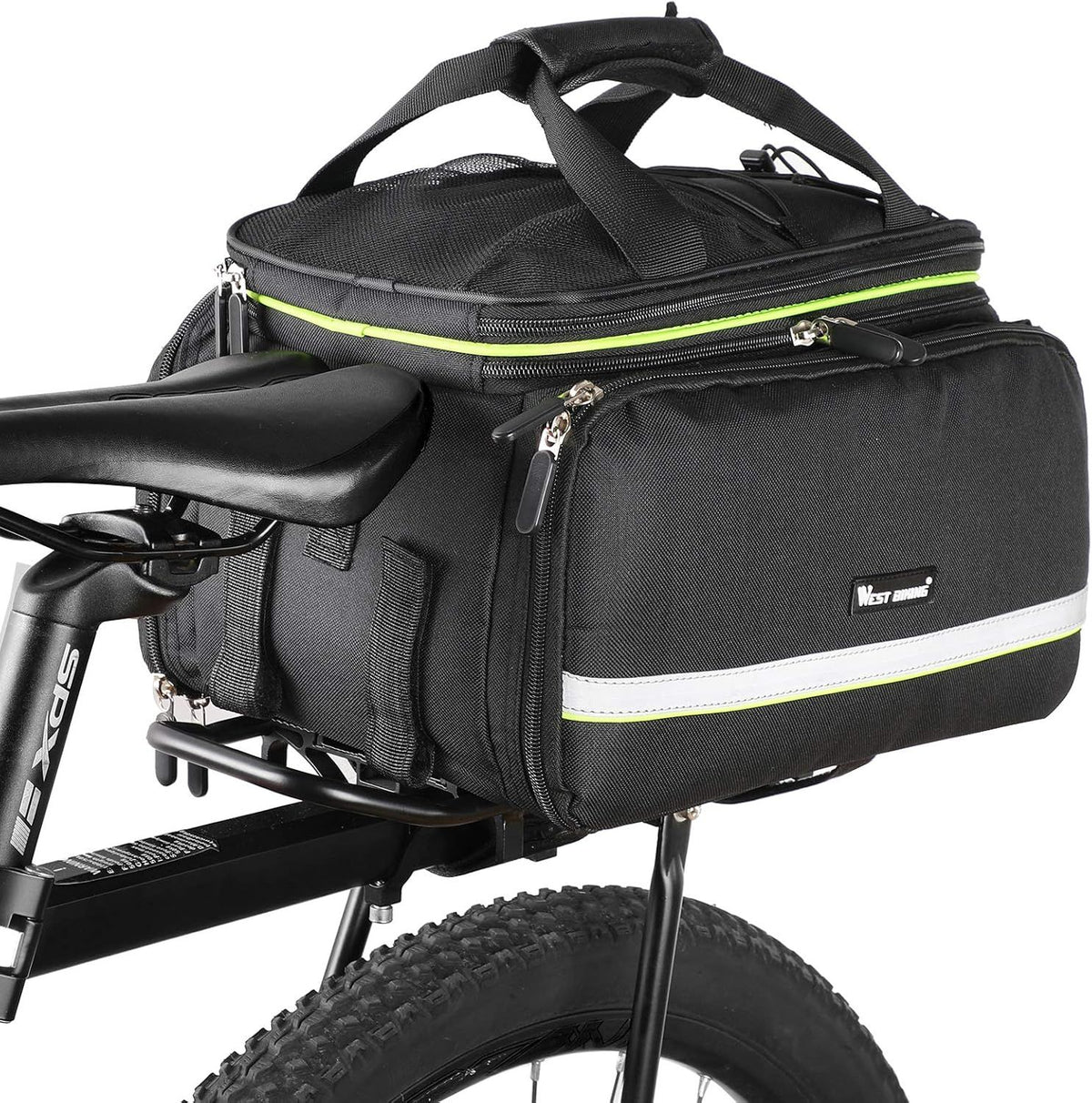 35L Bike Pannier Bag Waterproof Bicycle Rear Seat Trunk Bag with Rain Cover, Double Side Cargo Rack Saddle Bag for Cycling Riding
