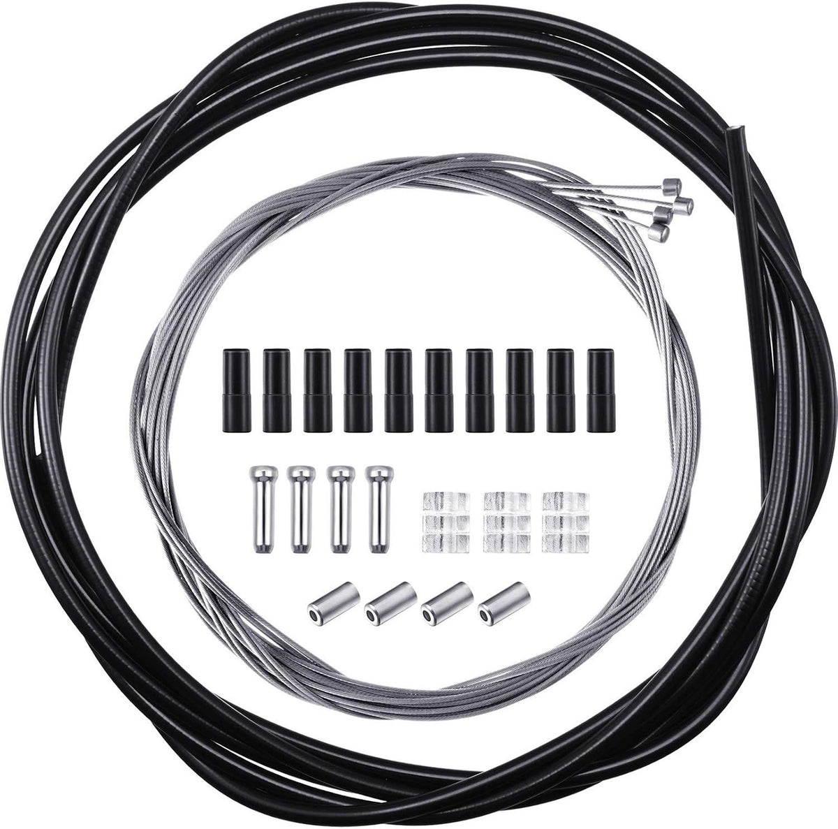 4 Pack Bike Shifter Cable Kit, Universal Bicycle Shift Cable and Housing Set for Mountain Road Bike Repair, Black