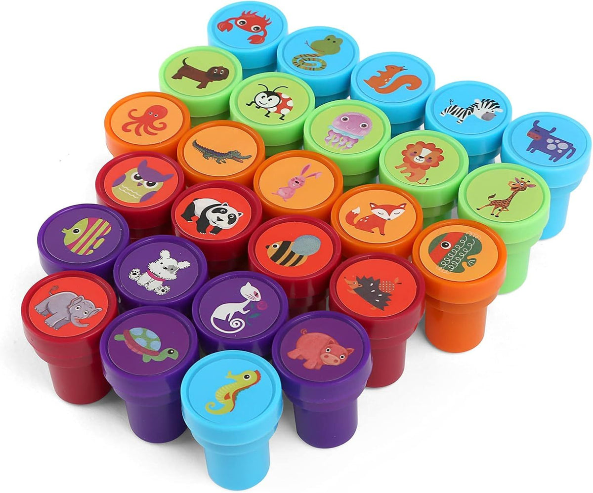 26Pcs Self Inking Zoo Animal Stamps for Kids, Birthday Party Favors, Teacher Stamps for Classroom, Multicolor