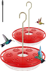 2 Pack Hummingbird Feeders for Outdoors Hanging, Leak Proof Nectar Feeder with Bee Guards Built in Ant Moat, 6 Feeding Ports, Wide Mouth Easy Refill and Clean, BPA Free, Red, 16 Oz