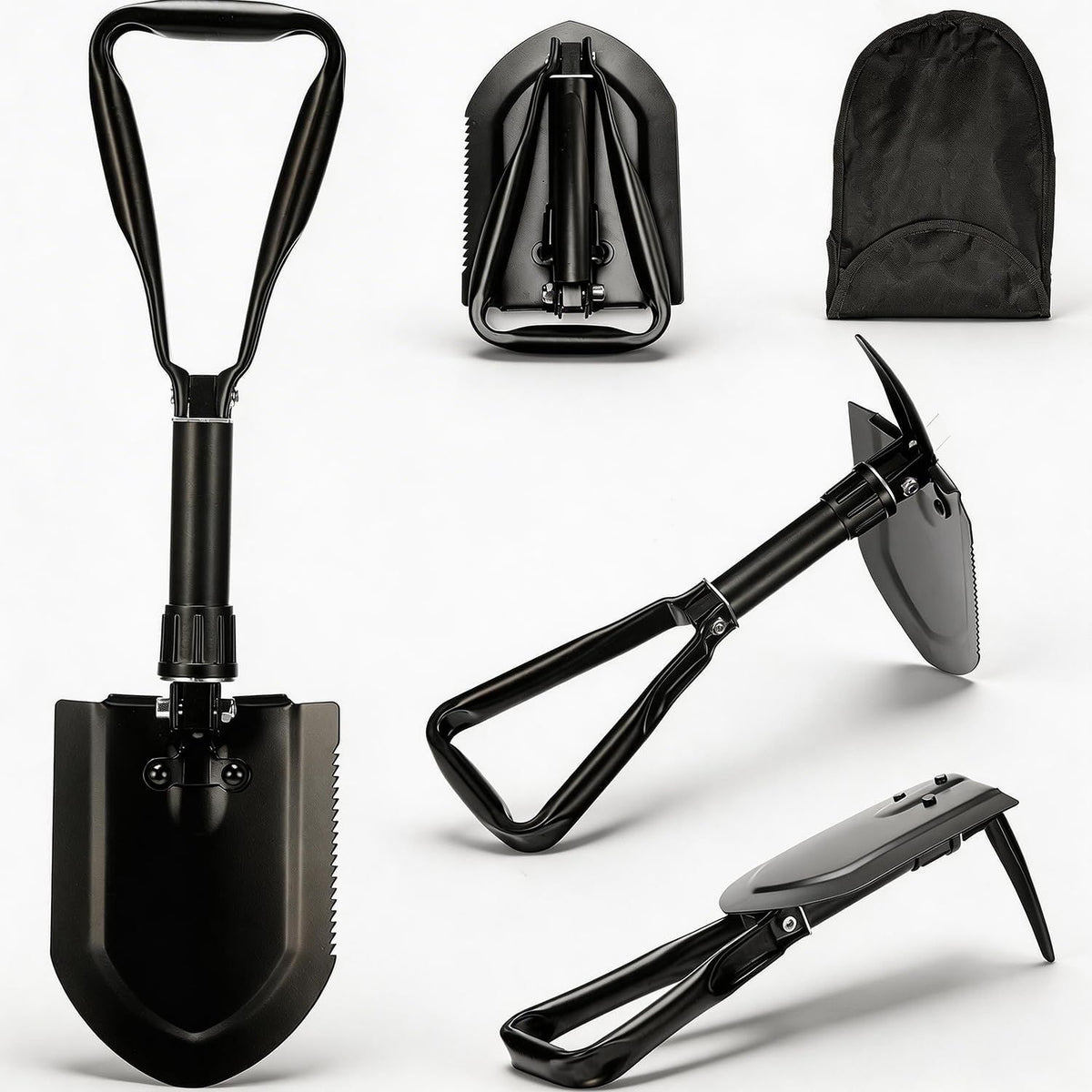 Folding Survival Shovel, High Carbon Steel Entrenching Tool, Portable Camping Shovel for Hunting Fishing Car Emergency, Gifts for Men, 23 Inch