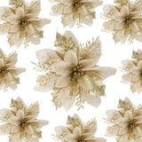 12pcs Christmas Glitter Poinsettia Flowers, Gold Artificial Xmas Flowers for Christmas Tree Ornaments Home Decoration