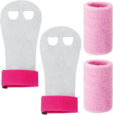 4Pcs Gymnastics Hand Grips with Pink Wristbands, Sweatbands for Girls Youth Kids Gym Sports Equipment