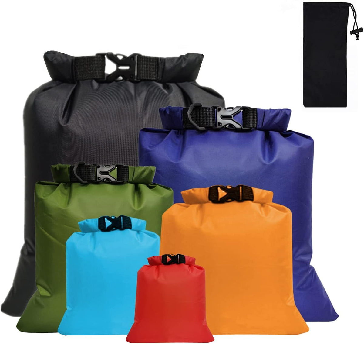 6 Pcs Waterproof Dry Bag, Lightweight Dry Bag for Kayaking Rafting Boating Hiking Camping Travel Backpacking, 1.5L 2.5L 3L 3.5L 5L 8L