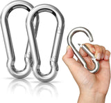 2-Pack Carabiner Snap Hooks Heavy Duty 304 Stainless Steel for Outdoor Camping Hiking Lifting, M9