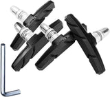 2 Pairs Bike Brake Pads V Brake Blocks with Hex Nuts and Spacers and 1 Hex Wrench for Road Bikes Mountain Bikes, 70mm