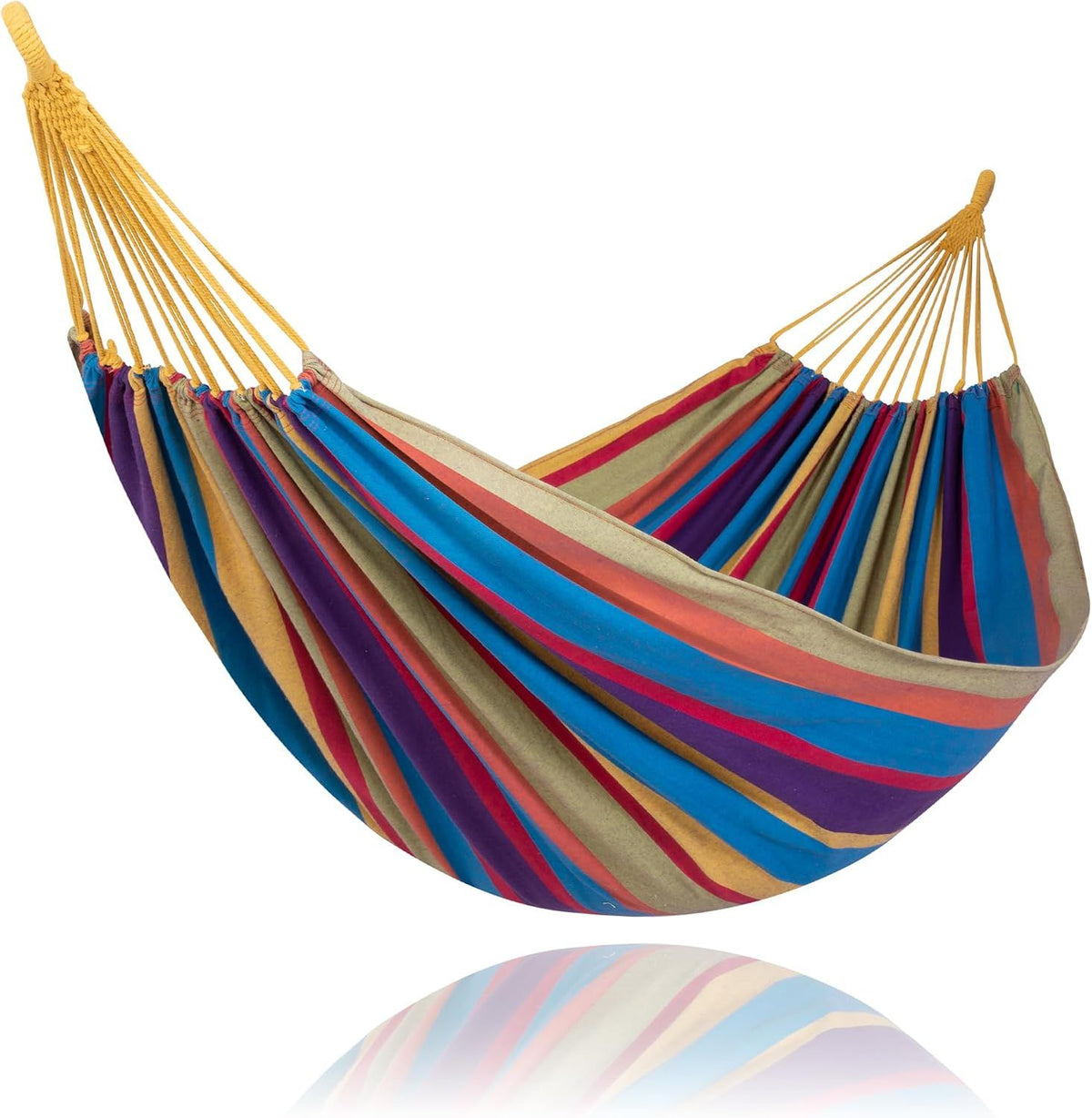 Portable Double Hammock, Colorful Striped Outdoor Camping Hammock for Patio Backyard