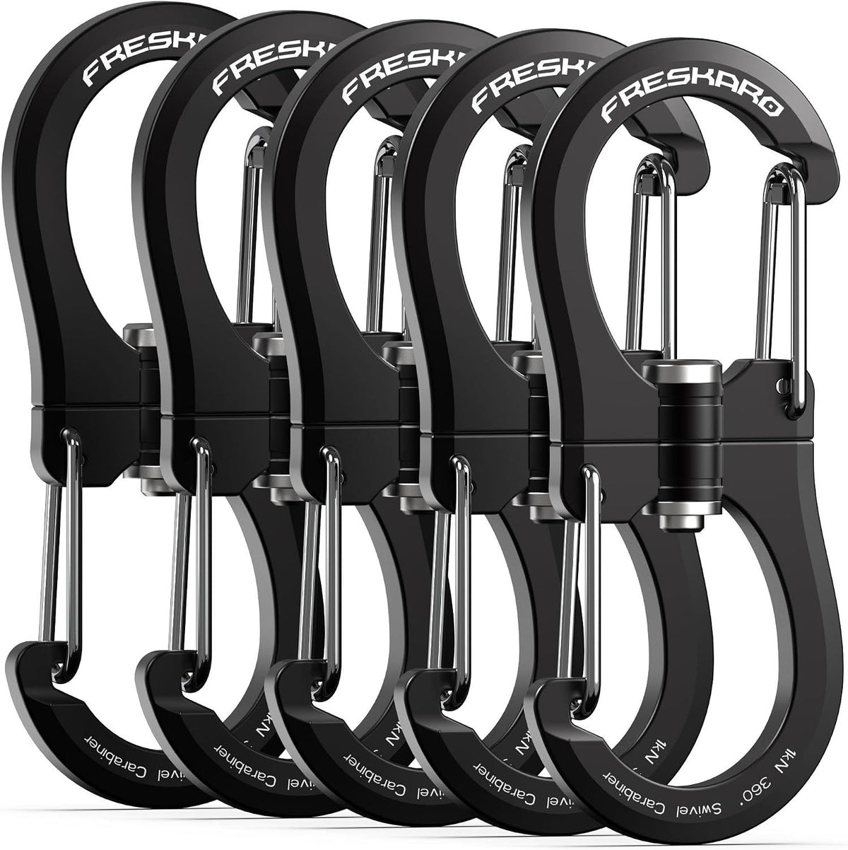 5 Pack Swivel Double-Ended Wiregate Carabiner Clip, 1kN, Lightweight Hook for Hiking Camping Fishing, Not for Climbing