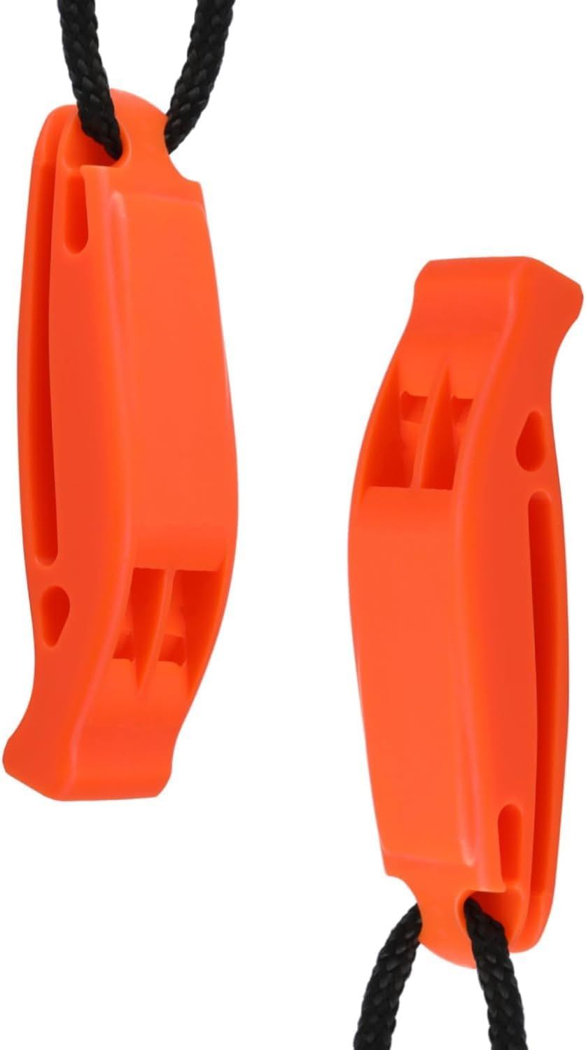 2-Pack High Decibel Survival Whistle with Reflective Lanyard, Emergency Safety Whistle for Hiking Camping Boating