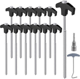 12pcs Heavy Duty Steel Tent Pegs, 9.8 Inch Ground Pegs for Camping, Threaded Tent Stakes for Hard Ground, Forests, Lawns, Black