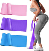 3Pcs Resistance Bands, Elastic Exercise Pilates Bands with 3 Resistance Levels for Yoga, Strength Training, Stretching, Pink, Purple, Blue