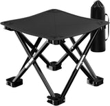 Folding Camping Stool, Portable Collapsible Stool with Stable Feet and Carry Bag for Picnics Fishing and Outdoor Games, Black, 33x33x33cm