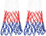 2 Pcs Tri-Color Basketball Net Replacement, Heavy Duty Red White Blue Nylon Net for Indoor and Outdoor Use