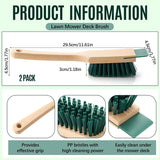 2 Pcs Lawn Mower Deck Brush with Scraper, Stiff Bristle Heavy Duty Cleaning Brush with Handle for Boot Scrubbing, 11.61 x 4.5 x 1.77 in