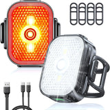 2 Pack Bike Lights Front and Back, 2 in 1 Reflective Bicycle Light, 8 and 6 Modes USB-C Rechargeable IP65 Waterproof Cycling Headlight Taillight