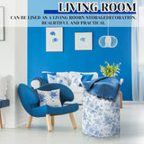 3 Pcs Blue Flower Foldable Laundry Basket Collapsible Clothes Storage Hamper with Handle Canvas Storage Bin for Bathroom Nursery Dorm
