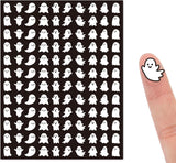 2400 Pcs Halloween Ghost Stickers Black White Self-Adhesive Mini Decals for Envelope Scrapbook Gift DIY, 0.5 in