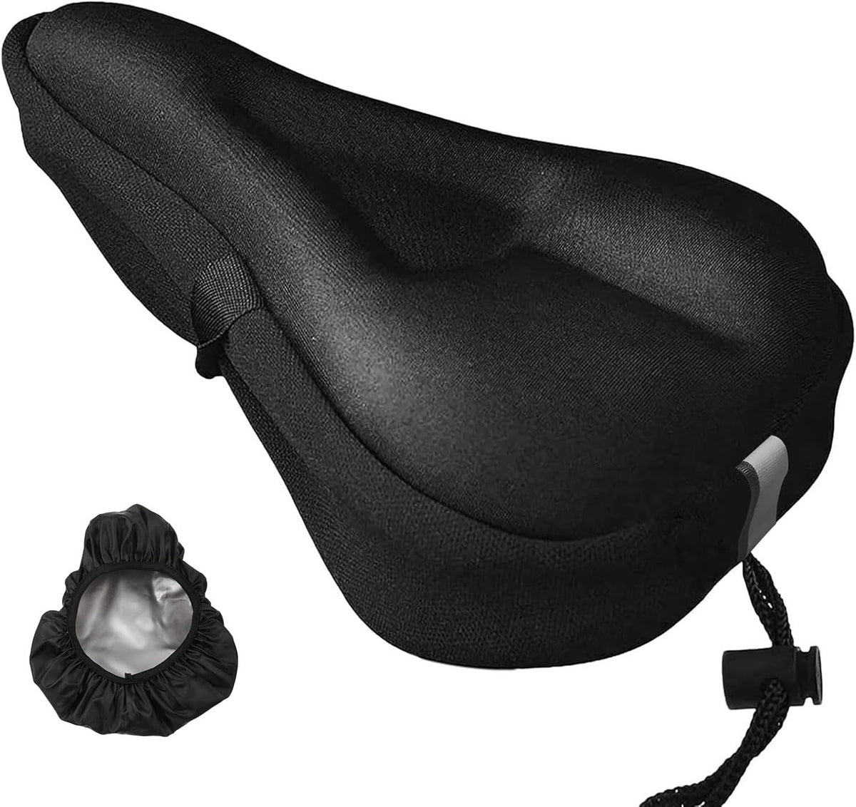 Bike Seat Cushion Cover, Gel Padded Memory Foam Saddle Cover for Men Women, Extra Soft and Comfortable, Black