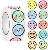 500 PCS Smiley Face Stickers Roll, 1 Inch Colorful Reward Stickers with 10 Cute Positive Designs for Teachers, Students, Classroom, Planners, Scrapbooking, 1 Inch