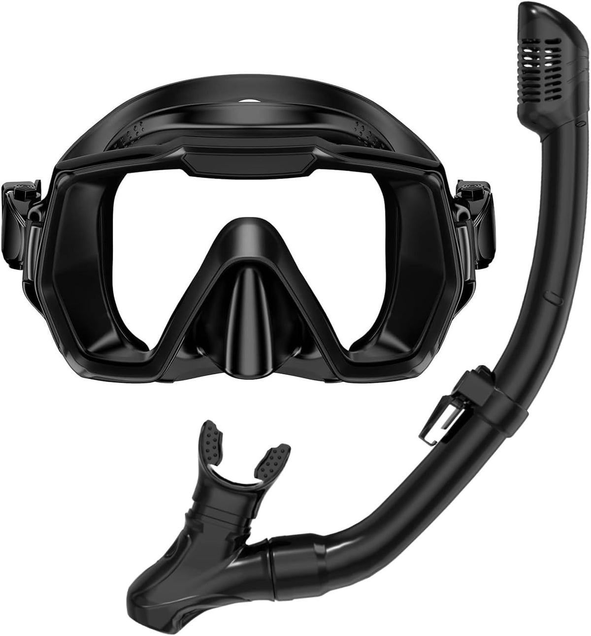 Adult Snorkel Set with Anti-Leak Dry Top Snorkel and Anti-Fog Tempered Glass Panoramic View Mask for Snorkeling Scuba Diving Swimming Travel, with Carry Bag