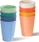 8 Pcs Reusable Plastic Drinking Cups for Kids and Adults, Lightweight Durable Dishwasher Safe for Kitchen and Outdoor Use, 350 ML