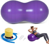 Peanut Ball for Kids Therapy, Anti-Burst Exercise Ball with Pump for Yoga Fitness Pregnancy Birth Physical Training, for Children Women Men, Purple, 90x45cm