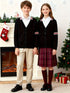 KS0019-NAVY 100% Cotton Kids V-Neck Long sleeve Button Cardigan, Boys and Girls Knitwear, Navy Blue, Size 170