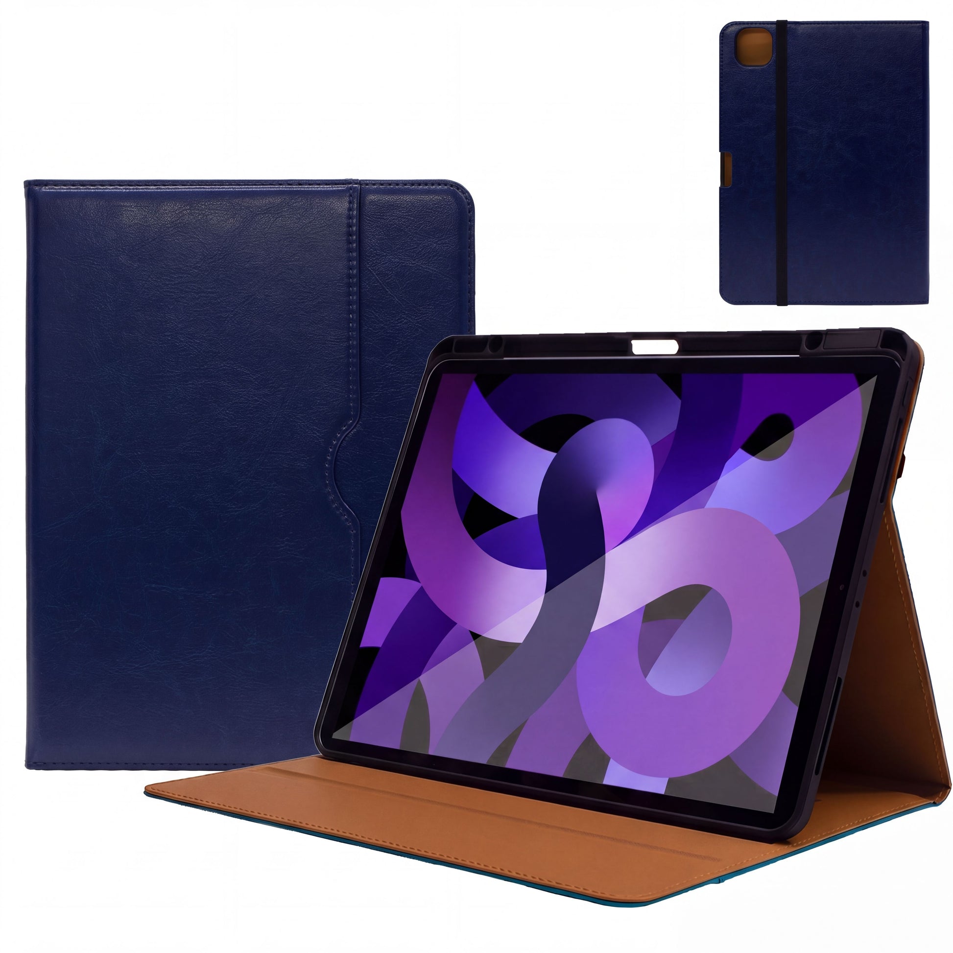SENYOSON Dark Blue iPad Case for iPad 7th 8th 9th Generation 10.2 Inch 2019/2020/2021 & iPad Air 3 10.5 Inch 2019, Premium Leather Folio Stand Cover with Pencil Holder