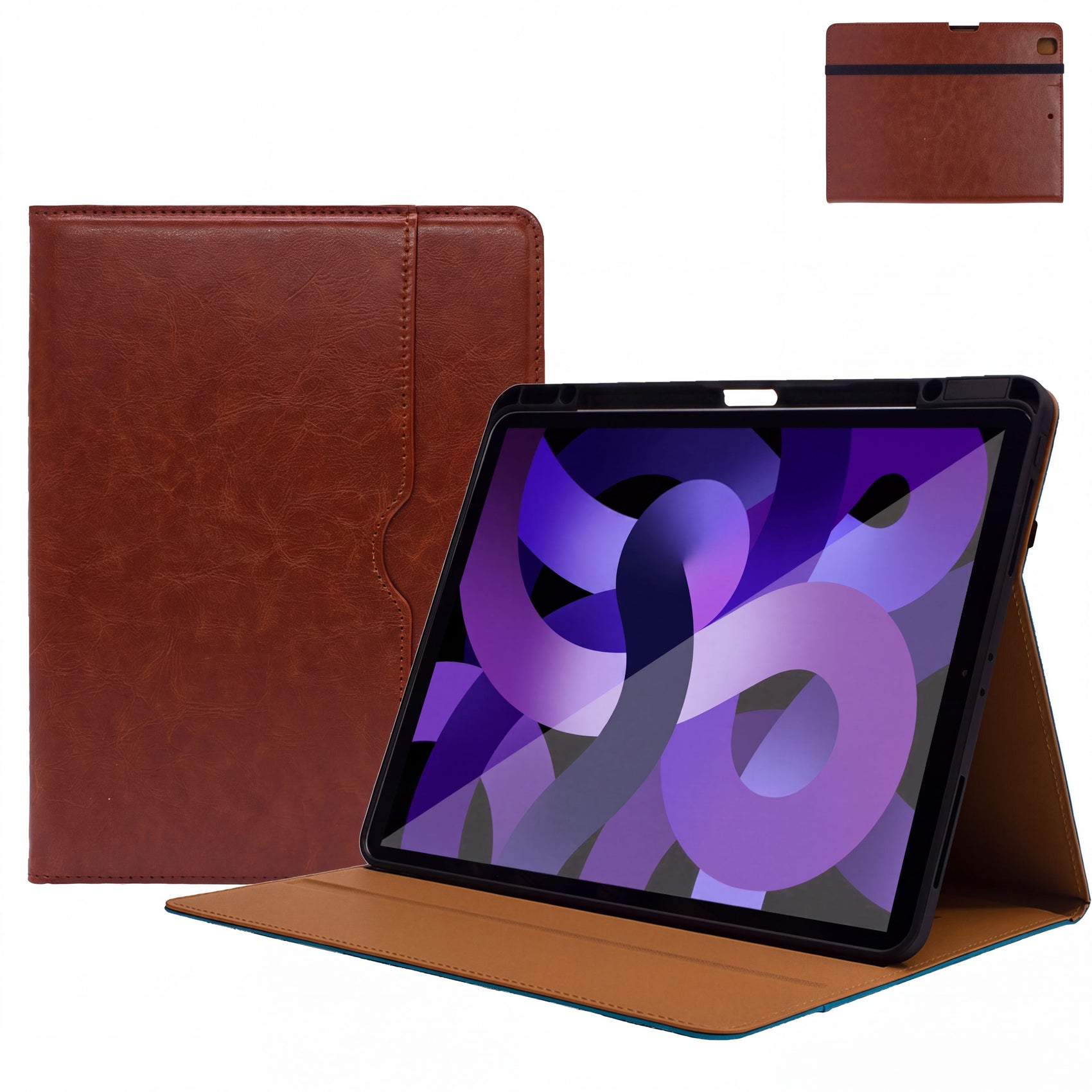 SENYOSON Brown iPad Case for iPad Air 4th 5th 6th 7th 8th Gen & iPad Pro 11" 1st 2nd 3rd 4th 5th 6th Gen 10.9/11 Inch, Premium Leather Folio Stand Cover with Pencil Holder