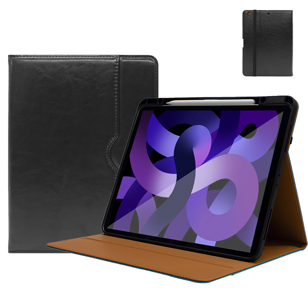 SENYOSON Black iPad Case for iPad 10th 11th Generation (A16) 10.9/11 Inch 2022/2025, Premium Leather Folio Stand Cover with Pencil Holder