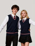 SW003-SG 100% Cotton Kids V-Neck Striped Sweater Vest, Boys and Girls School Uniform Knitwear, Sg, Size 120