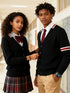 SW022-GR 100% Cotton Kids V-Neck Long sleeve Button Cardigan, Boys and Girls School Uniform Knitwear, Gr, Size 110