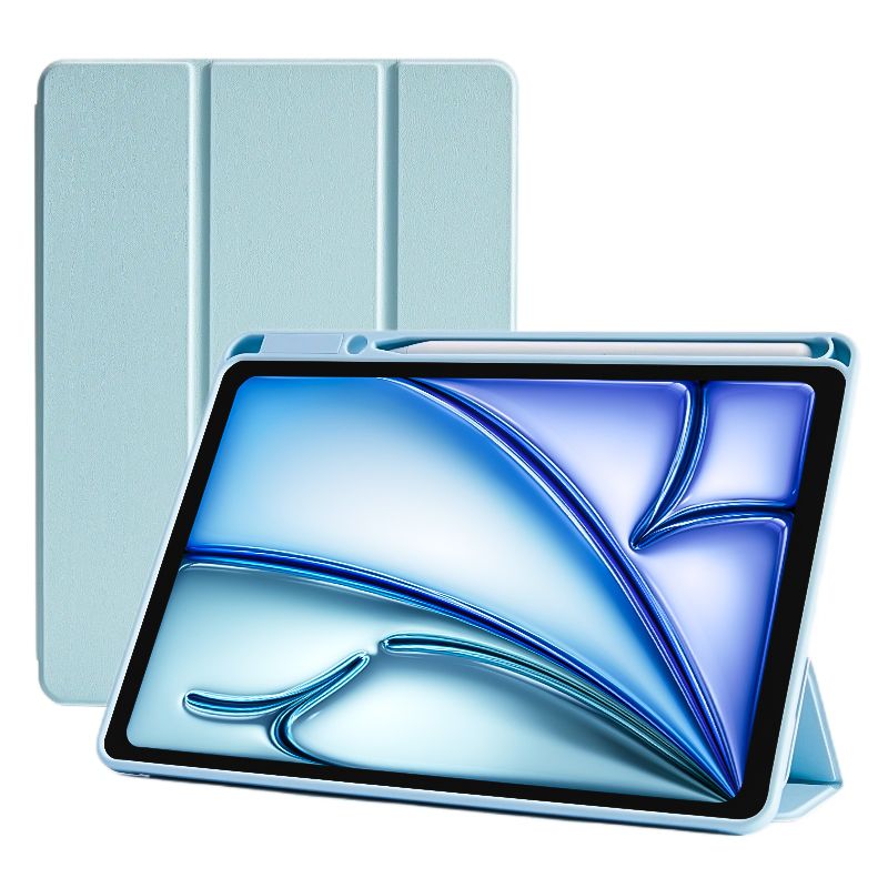 SENYOSON Blue iPad Pro Case for 12.9/13 Inch iPad Pro 12.9" 3rd-6th Gen & iPad Pro 13" & iPad Air 13", Lightweight Slim Soft TPU Trifold Stand Smart Cover with Pencil Holder, Auto Wake/Sleep