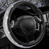Bling Diamond Leather Steering Wheel Cover, with Bling Sparkly Crystal Glitter Rhinestones Universal Fit 14.5in-15in Car Wheel Protector for Women Girl Fit Suvs,Vans,Sedans,Car,Trucks, Silver
