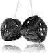 Pair 3” Black with White Dots Mirror Fuzzy Plush Dice, Black and White Soft Plush Car Decorative Hanging Ornament.