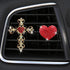 2 Pack Bling Car Vent Clip Decor, Diamond Cross & Heart Air Freshener - Women&