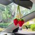 Handmade Crochet Red Strawberry and Flower Car Rear View Mirror Hanging Ornament - Cute Aesthetic Car Accessories for Women and Teens