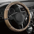  Leopard Steering Wheel Cover for Women, Cute Anti-Slip Microfiber Leather, Universal Fit 14.5-15 Inch Round Steering Wheel - Beige