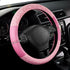 Leopard Steering Wheel Cover for Women, Cute Anti-Slip Microfiber Leather, Universal Fit 14.5-15 Inch Round Steering Wheel - Full Pink