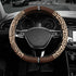 Leopard Steering Wheel Cover for Women, Cute Anti-Slip Microfiber Leather, Fits D Shape Flat Bottom Steering Wheel 14.5-15 Inch - Brown
