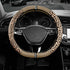 Leopard Steering Wheel Cover for Women, Cute Anti-Slip Microfiber Leather, Fits D Shape Flat Bottom Steering Wheel 14.5-15 Inch - Beige