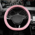 Leopard Steering Wheel Cover for Women, Cute Anti-Slip Microfiber Leather, Fits D Shape Flat Bottom Steering Wheel 14.5-15 Inch - Pink and Pink Leapoard