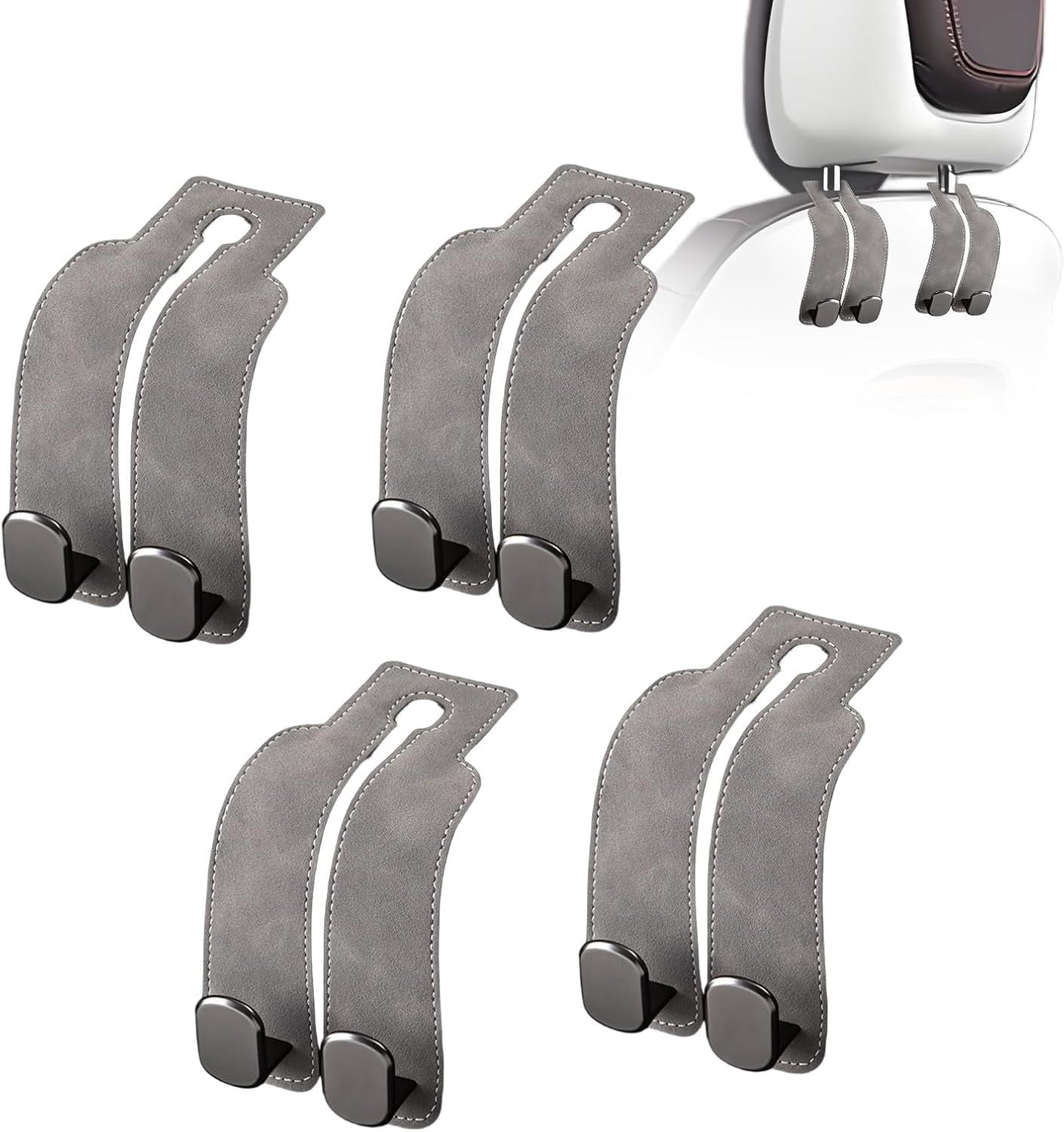 Car Purse Hook Purse Hook for Car Seats Headrest Car Seat Hooks,Heavy Duty Vehicle Organizer for Handbags, Groceries, Purses, Keep Car Tidy (Gray, 4 Pack)
